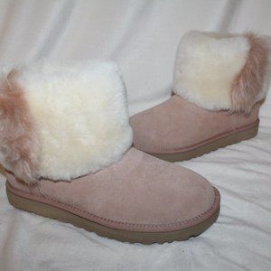 NIB UGG WOMEN'S MINI WISP‎ SUEDE SHEARLING LINED WINTER BOOTS ARROYO